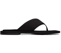 Black Nylon Lanke Flat Sandals