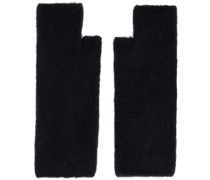 Black Merino Wool Fingerless Gloves