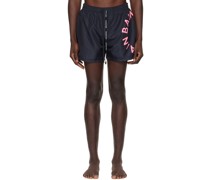 Black Printed Swim Shorts
