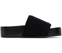 Black Crochet Slides