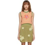 Orange & Green Crochet Motif Vest