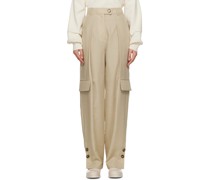 Beige Pleated Trousers