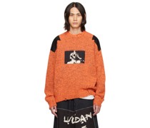 Orange & Black Shoulder Patch Sweater