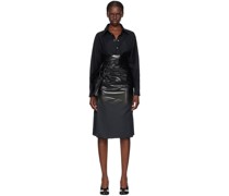Black Coated Midi Skirt