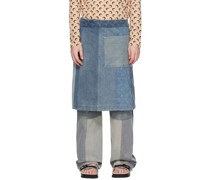 Blue Printed Denim Skirt