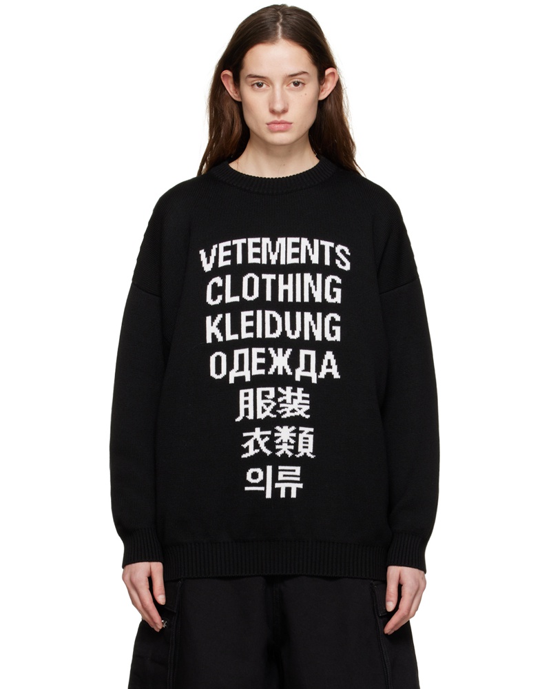 VETEMENTS Damen Black Translation Sweater