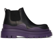 Black & Purple Low 'The Tire' Chelsea Boots
