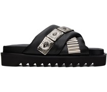 SSENSE Exclusive Black Leather Slippers
