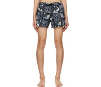 Navy Printed Swim Shorts