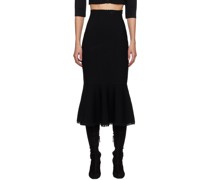 Black Scalloped Midi Skirt