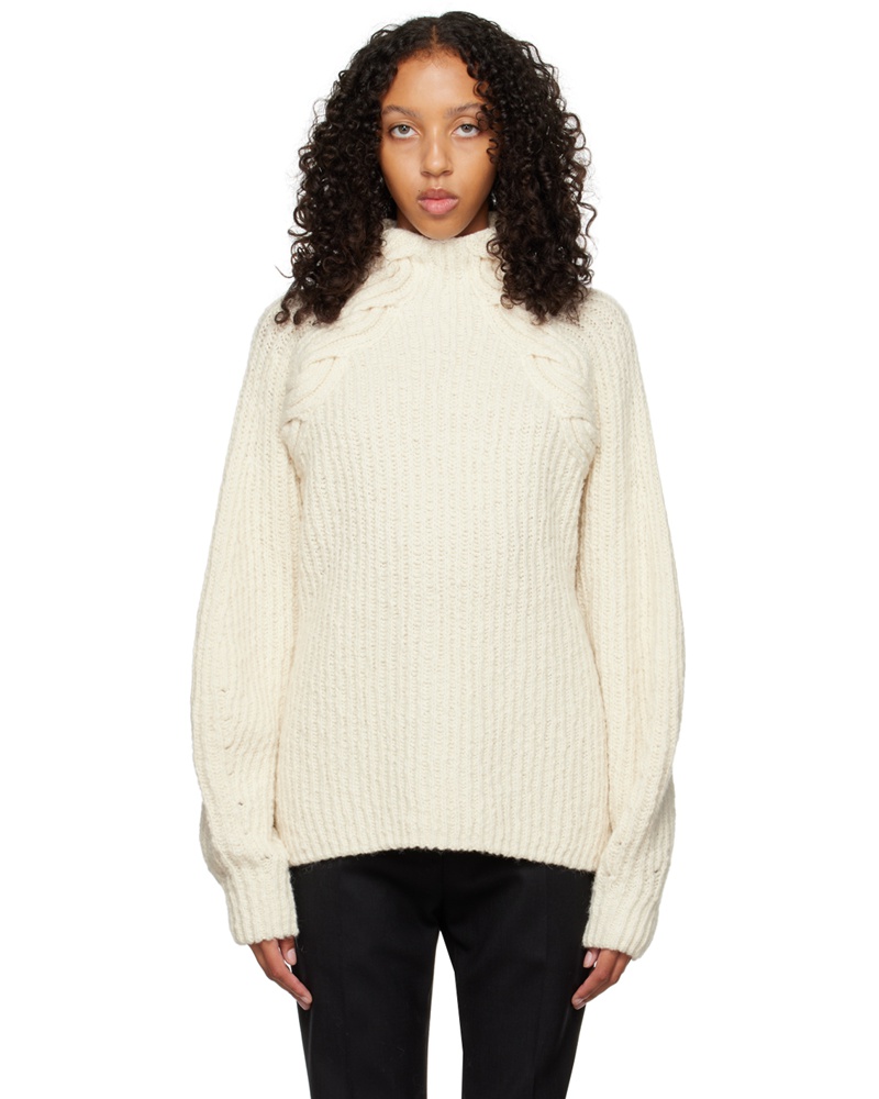 CAES Damen White Bishop Sleeve Turtleneck CAES Damen White Bishop Sleeve Turtleneck
