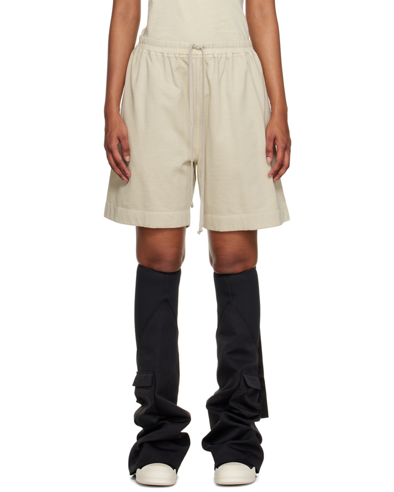 DRKSHDW by Rick Owens Damen Beige Drawstring Shorts