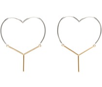 Gold & Silver Mini 'Y' Heart Earrings