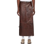 Brown Long Leather Maxi Skirt