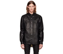 Black Button Up Leather Jacket