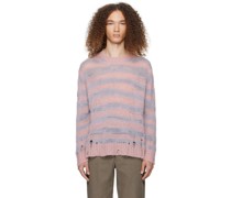 Pink & Purple Distressed Stripe Sweater