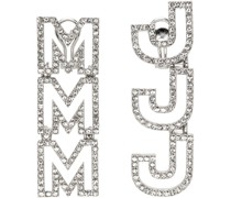 Silver MJ Logo Crystal Earrings