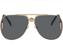 Gold Medusa Pilot Biggie Sunglasses