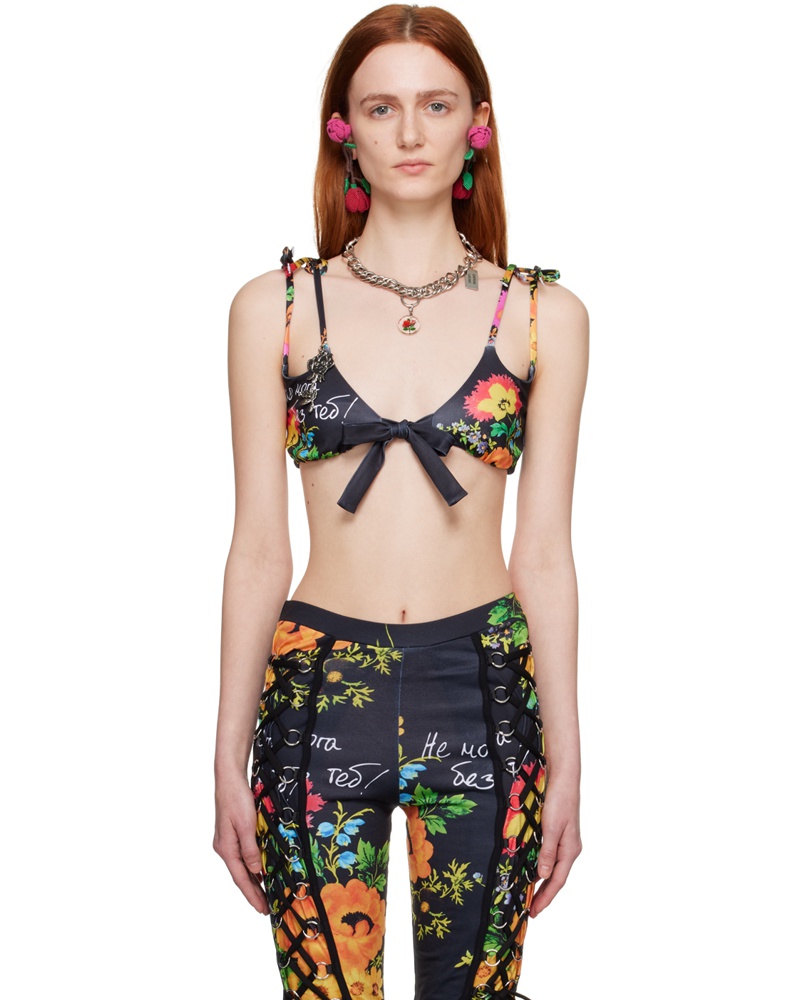 CHOPOVA LOWENA Damen SSENSE Exclusive Multicolor Double Delight Neon Floral Bikini Top