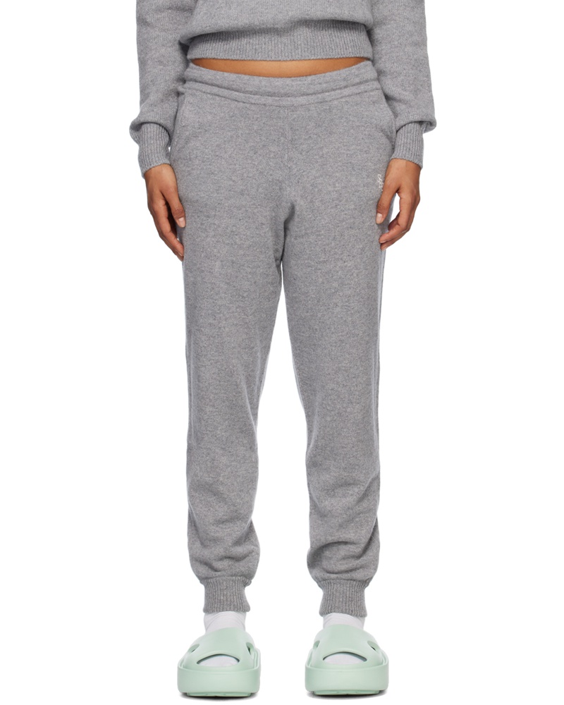 SPORTY & RICH Damen Gray Embroidered Sweatpants