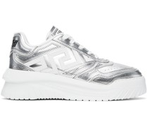 Silver & White Metallic Greca Oddisea Sneakers
