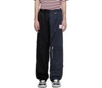 Black & Navy Half-Quilting Military Trousers
