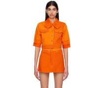 Orange Cutline Denim Jackets