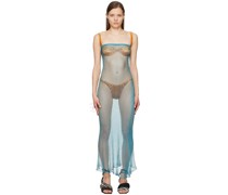 SSENSE Exclusive Blue Moire Maxi Dress