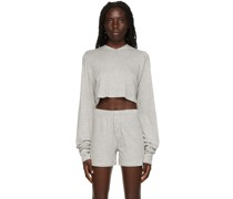 Gray Raglan Cropped Hoodie