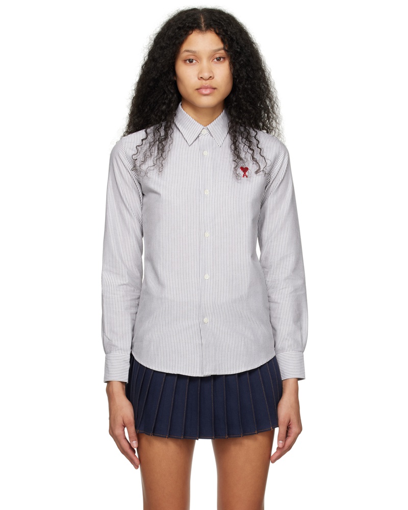 Ami Damen Black & White Ami De Cœur Shirt