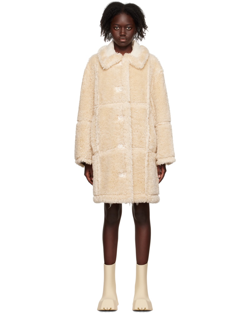 STAND Damen Beige Samira Reversible Faux-Fur Coat STAND Damen Beige Samira Reversible Faux-Fur Coat