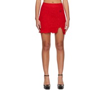 Red Textured Miniskirt