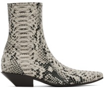 Beige Snake Ankle Boots