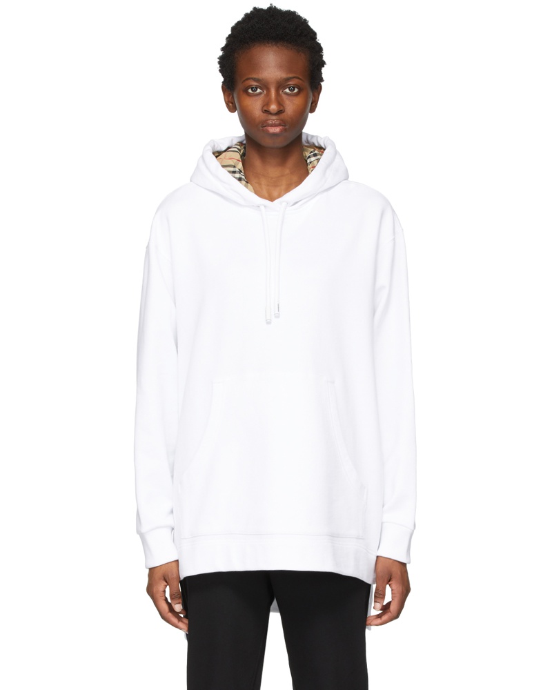 Burberry Damen White Oversized Aurore Hoodie