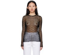 Black Mesh Long Sleeve T-Shirt