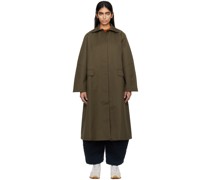 Khaki Raglan Sleeve Trench Coat