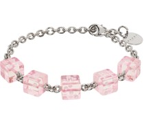 Silver & Pink Dice Charm Bracelet
