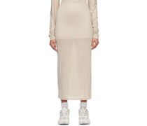 Off-White & Gray Paneled Midi Skirt