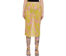 Yellow & Pink Pleated Midi Skirt