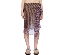 Brown & Pink Wrap Midi Skirt