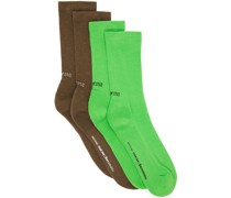 Two-Pack Brown & Green Socks