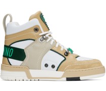 Beige & White Streetball High-Top Sneakers