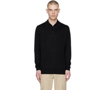 Black Fine Merino Wool Polo
