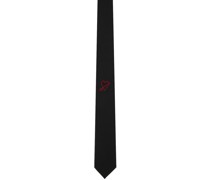 Black Heart Embroidered Tie