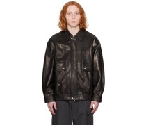 Black Oversized Vintage Leather Jacket