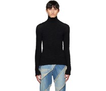 Black Smocked Turtleneck
