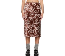 Brown Floral Midi Skirt