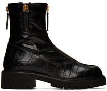 Black GZ Alexa Faux-Leather Ankle Boots