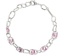 Silver & Pink Crushed Chain Necklace