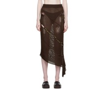 Brown Flower Midi Skirt